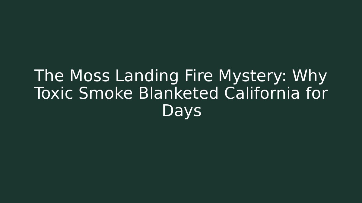 The Moss Landing Fire Mystery: Why Toxic Smoke Blanketed California for Days